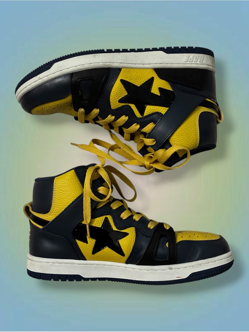 Bape Yellow and Black Michigan High-Top Sneakers